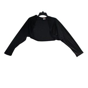 Simply Style Womens Black Velvet Shrug Bolero Cropped Jacket Open Front One